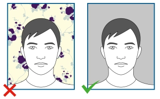 From left to right: 1. non-uniform colour, 2. good passport photo